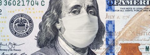 billet dollar américain avec un masque