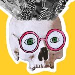 Un crâne portant des lunettes