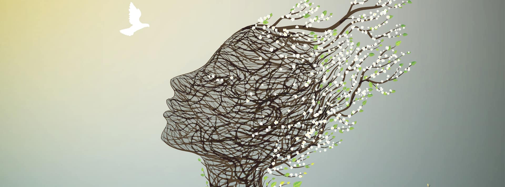 Visage féminin tel un arbre