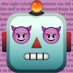 Un emoji robot avec des yeux en emoji diable