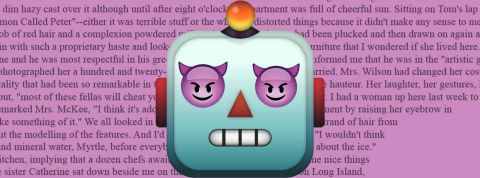 Un emoji robot avec des yeux en emoji diable