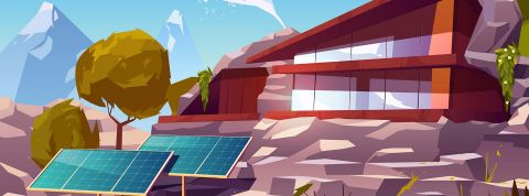 Illustration d'une maison moderne et panneaux solaires