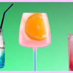 Des verres remplis d'eau colorée sur fond vert