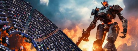 Un robot sur fond d'apocalypse, et une image de la Commission européenne