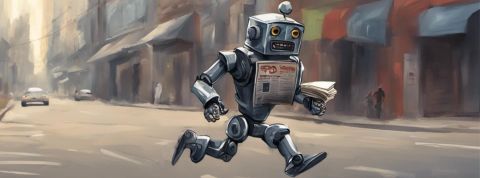 Illusttration d'un robot volant des journaux