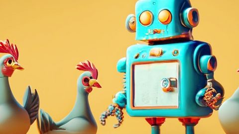 Robot et poules
