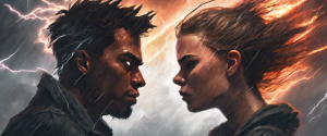 une femme et un homme qui se font face en colère