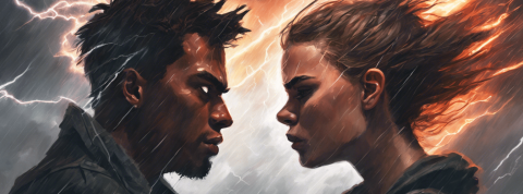 une femme et un homme qui se font face en colère