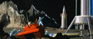 Une fusée et des astronautes