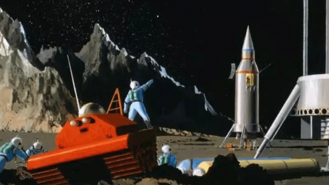 Une fusée et des astronautes