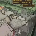 Illustration d'un quai du métro avec des rats en costumes