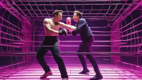 elon contre Sam sur un ring du futur
