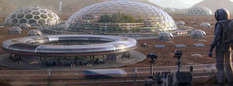ville du futur imaginaire avec domes