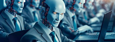 Groupe de robots travaillant