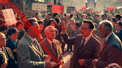 De nombreux Taiwanais débatent ensemble à l'extérieur (illustration)