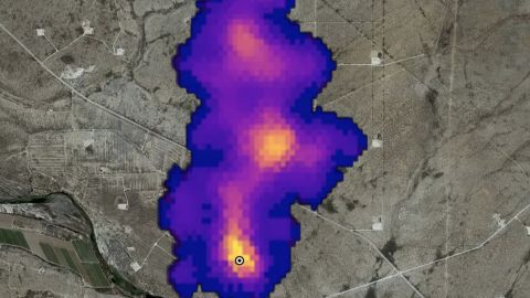 Image satellite avec émission de méthane