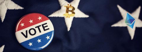 Des étoiles blanches du drapeau US, un bage vote et ds cryptos