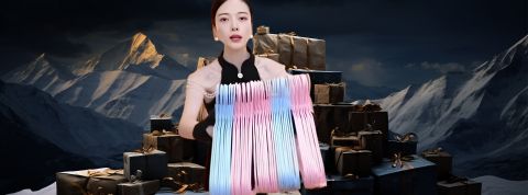 Zheng Xiangxiang pr - sentant des cintres en plastique rose et bleu