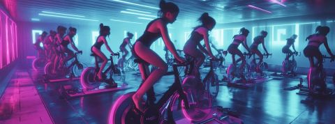 des femmes qui font du vélo d'interieur