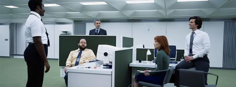 Image issue de la série  - Severance -  avec des employés de bureau