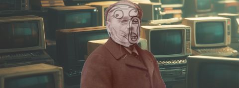 une image de zola mixé avec une tête de troll sur un fond d'écrans