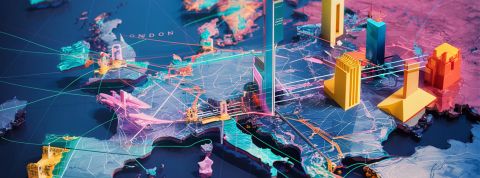 Une carte de L'Europe en 3D