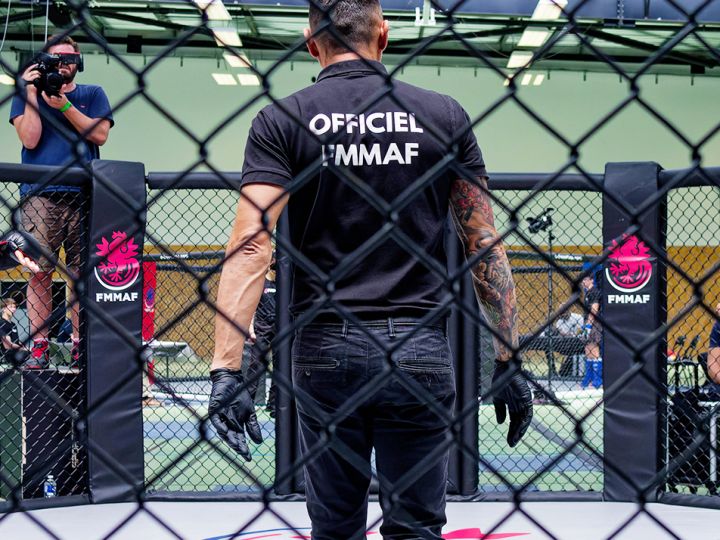 Un combat entre une jeune femme et un jeune homme du Marseille Fight Club