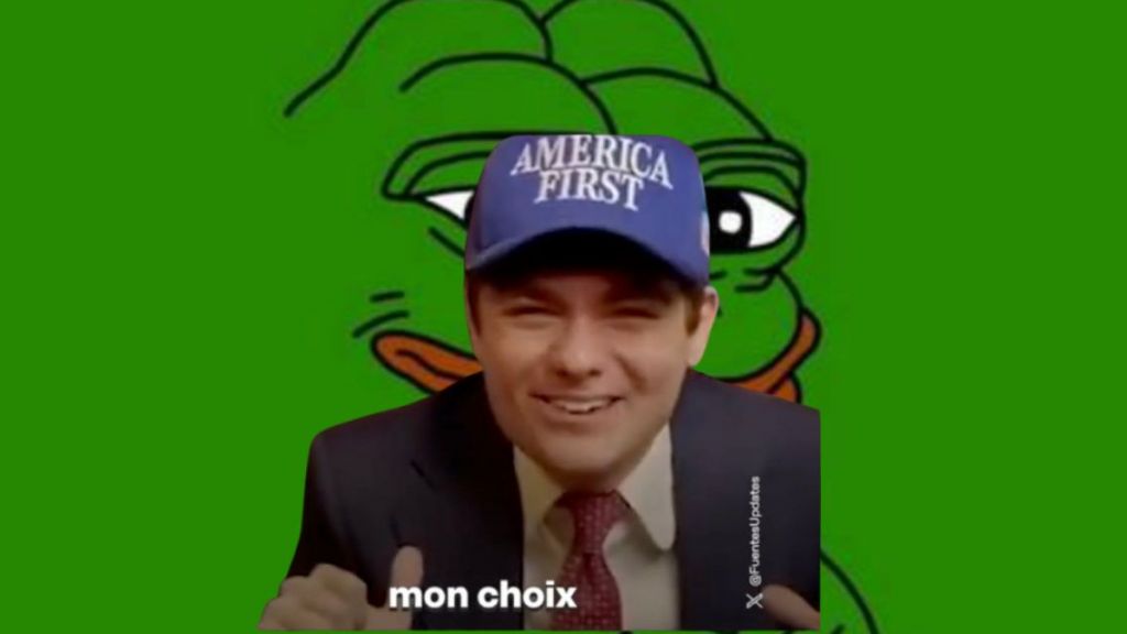un homme idiot à casquette bleu sur un fond vert