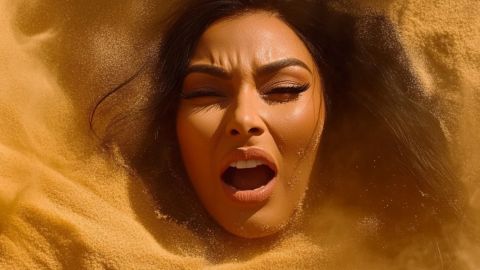 Kim Kardashian engloutie par une mer de sable