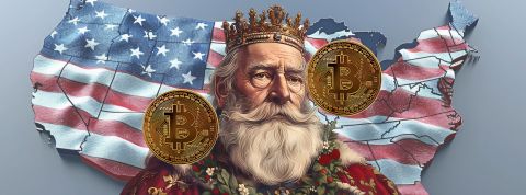 Un roi avec des Bitcoins sur la carte des USA
