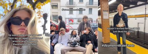 une femme qui écarte les jambes sur un banc