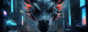 un dragon surveille une ville