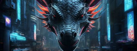 un dragon surveille une ville