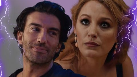 Justin Baldoni et Blake Lively entourés d'éclairs