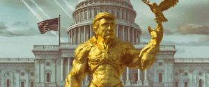 une statue de trump en or