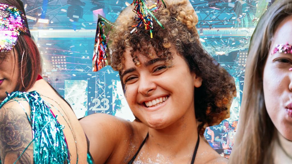 Trois filles font la fête tout en paillettes