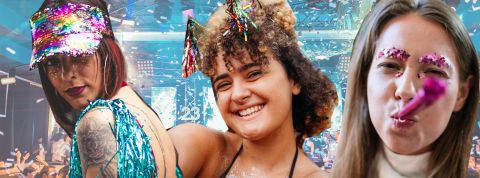 Trois filles font la fête tout en paillettes