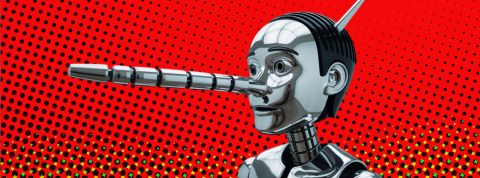 Un pinocchio robotique avec le nez qui s'allonge
