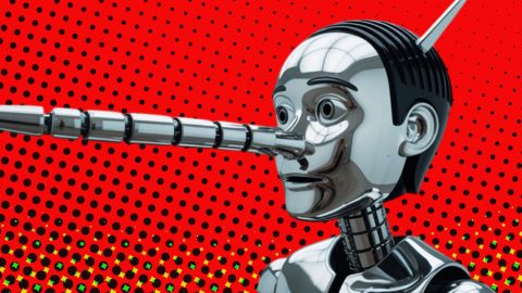 Un pinocchio robotique avec le nez qui s'allonge