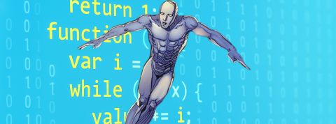 Le surfeur d'argent sur des lignes de codes