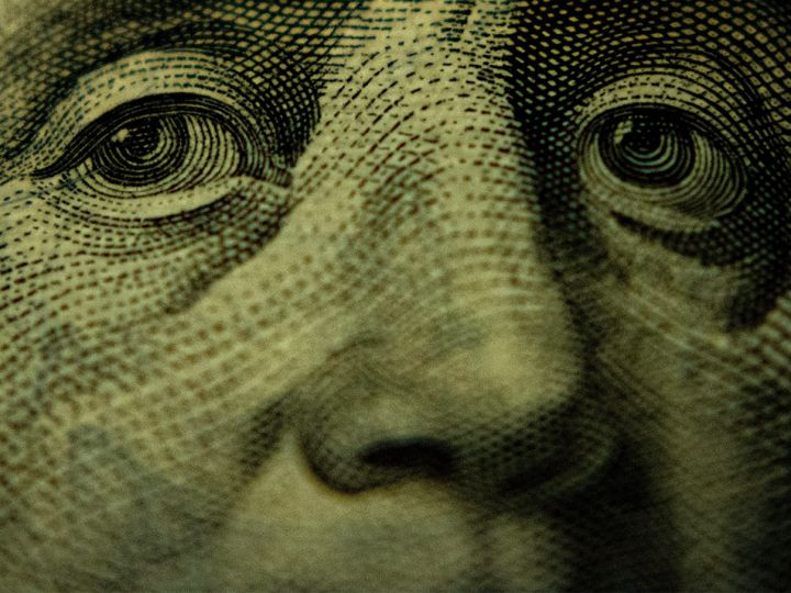 Zoom sur un billet vert US
