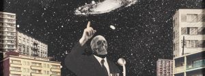 un collage d'un homme politique à tête de mort