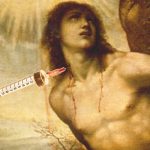 Un saint avec plein de seringues plantées dans le corps.